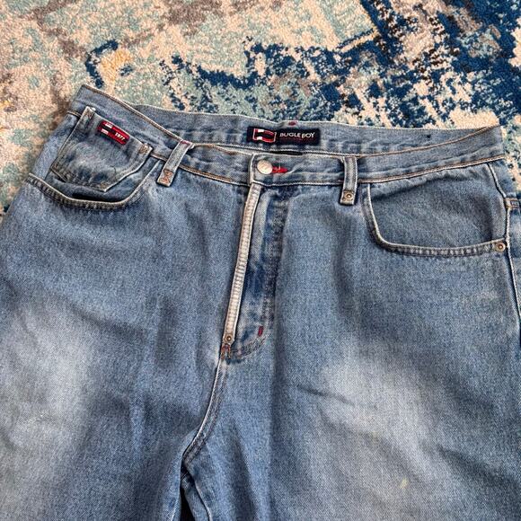 Y2k Bugle Boy Light Wash Washed Baggy Denim Crop Jeans 35x28 - Picture 3 of 6